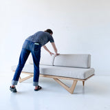 Limited Edition Zebra Wood Platform Sofa with Boomerang Legs