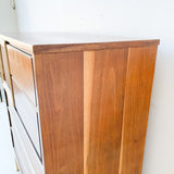 Mid Century Modern Highboy Dresser with Cane Front Door
