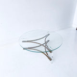 Vintage Lucite and Brass Glass Top Coffee Table