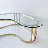 Amoeba Shaped Brass and Glass Coffee Table