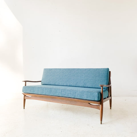 Mid Century Sofa with Teal Upholstery