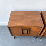 Pair of Mid Century Modern Sculpted Front Nightstands