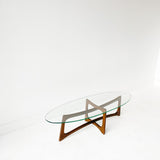 Sculpted Wood and Glass Coffee Table