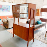 Mid Century Modern Teak Room Divider/Bookshelf with Tambour doors