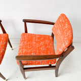 Pair of Mid Century Occasional Chairs with New Orange Upholstery