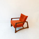 Mid Century Modern Adrian Pearsall Lounge Chair with New Orange/Red Upholstery