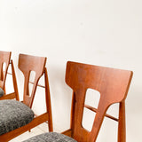 Set of 6 Mid Century Modern Walnut Dining Chairs with New Upholstery