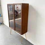 Mid Century Modern Glass Curio Cabinet on Hairpin Legs