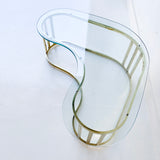 Amoeba Shaped Brass and Glass Coffee Table