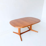 Mid Century Modern Danish Teak Dining Table with 2 Leaves by E. Valentinsen