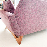 Mid Century Gondola Sofa with New Purple/Pink Upholstery