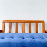 Vintage Bentwood Teak Settee with New Upholstery