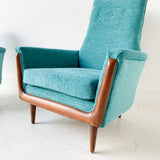 Pair of Mid Century Modern Lounge Chairs with New Upholstery