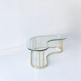 Amoeba Shaped Brass and Glass Coffee Table