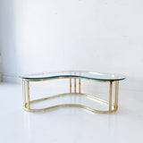 Amoeba Shaped Brass and Glass Coffee Table