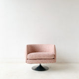 Mid Century Modern Swivel Chair with New Pink Tweed Upholstery