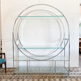 Vintage Chrome and Glass Round Etagere