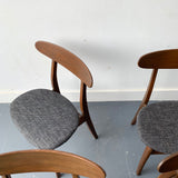 Set of Mid Century Dining Chairs with New Grey Upholstery