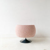 Mid Century Modern Swivel Chair with New Pink Tweed Upholstery