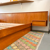 Mid Century Danish Teak King Size Platform Bed with Floating Nightstands