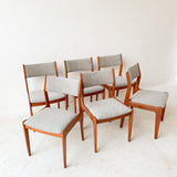Set of 6 Teak Dining Chairs with New Upholstery