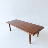 Mid Century Modern Walnut Coffee Table on Tapered Legs