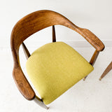 Pair of Mid Century Occasional Chairs with New Chartreuse Upholstery