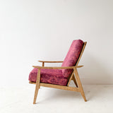 Mid Century High Back Lounge Chair with New Bohemian Upholstery