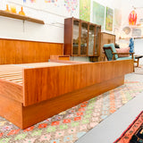 Mid Century Danish Teak King Size Platform Bed with Floating Nightstands