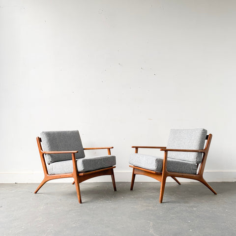 Pair of Danish Lounge Chairs with New Upholtstery