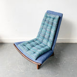 Mid Century Modern High Back Lounge Chair with Sculpted Base