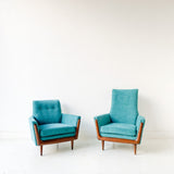 Pair of Mid Century Modern Lounge Chairs with New Upholstery