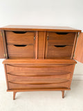 Mid Century Modern Sculpted Front Highboy Dresser