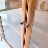 Mid Century Modern Walnut Curio Cabinet with Glass Sides