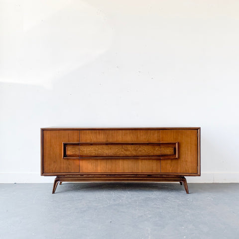Mid Century Modern Long Low Walnut Dresser