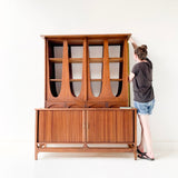 Mid Century Modern Brasilia Style Sculpted Front Hutch with Tambour Doors