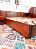 Queen Size Rosewood Platform Bed with Nightstands