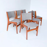 Set of 6 Danish Teak Dining Chairs with New Upholstery