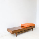 Mid Century Modern Bench with New Upholstery by American of Martinville