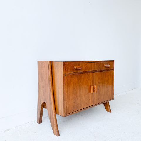 Walnut Media Cabinet with Sculpted Legs # 2