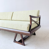 Mid Century Sofa with New Green Upholstery
