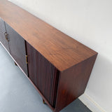 Mid Century Modern Audiophile Media Cabinet with Tambour Doors