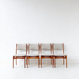 Set of 4 Mid Century Danish Teak Dining Chairs with New Upholstery