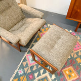 Mid Century Lounge Chair and Ottoman with New Upholstery