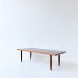 Mid Century Modern Walnut Coffee Table on Tapered Legs