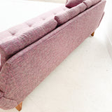 Mid Century Gondola Sofa with New Purple/Pink Upholstery