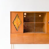Mid Century Modern Curio Cabinet/Bar with Sliding Doors