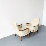 Pair of Mid Century Modern High Back Lounge Chairs