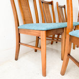 Set of 6 Dining Chairs with New Blue Upholstery