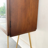 Mid Century Modern Glass Curio Cabinet on Hairpin Legs